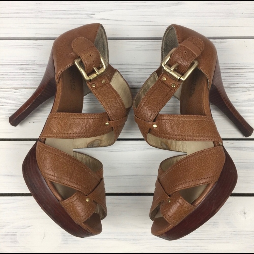 Michael Kors brown strapping heels